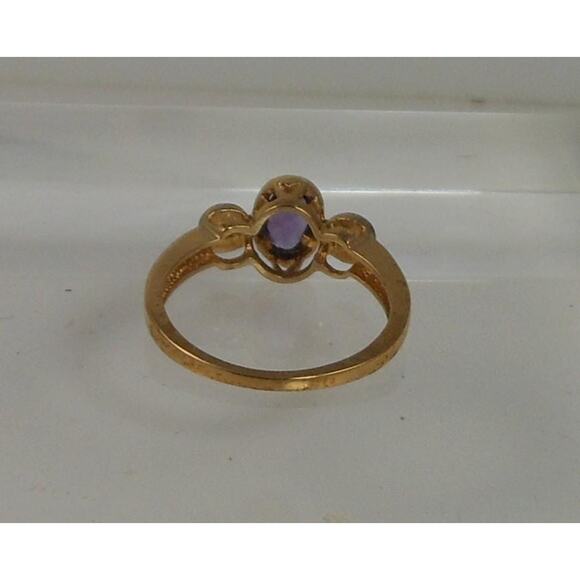 Vintage 10K Gold Natural Diamond Purple Amethyst Ring Size 6.5 NOS 8mm 2.2grams - Picture 4 of 9
